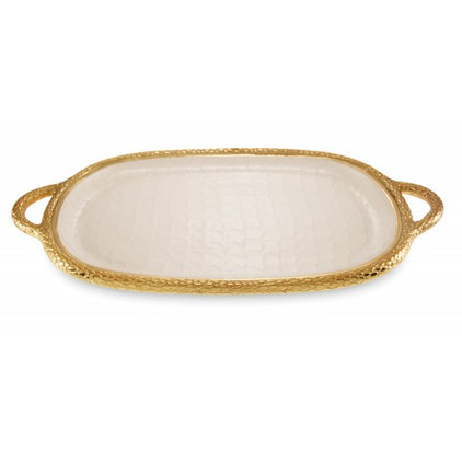 Julia Knight Florentine 22.5" Handled Tray Gold Snow