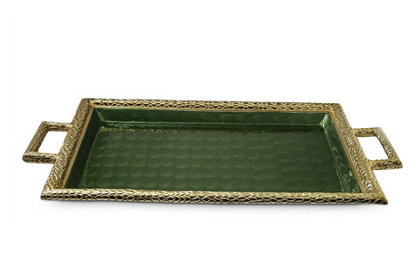 Julia Knight Florentine 23" Beveled Tray with Handles Gold Emerald