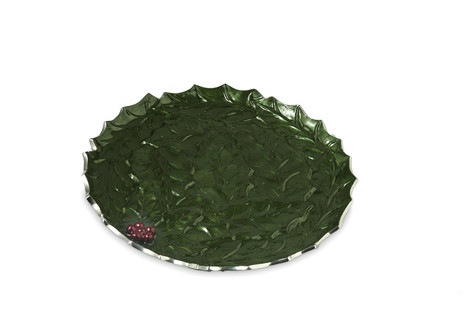 Julia Knight Holly Sprig 13" Round Platter Emerald