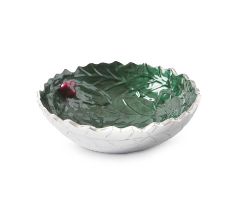 Julia Knight Holly Sprig 8.5" Round Bowl Emerald