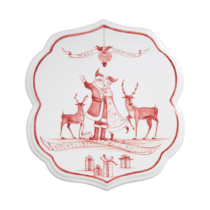 Juliska Country Estate Winter Frolic Ruby Trivet Under the Mistletoe