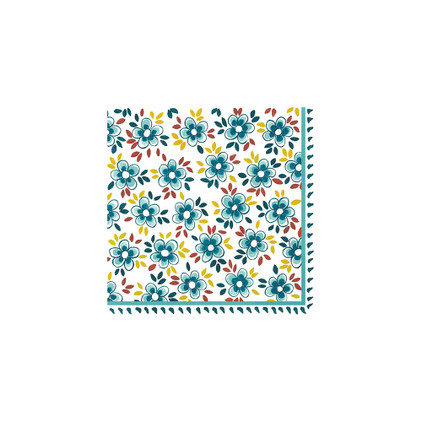 Le Cadeaux Madrid Turquoise Patterned Paper Cocktail Napkin 10 X 10 20Pk