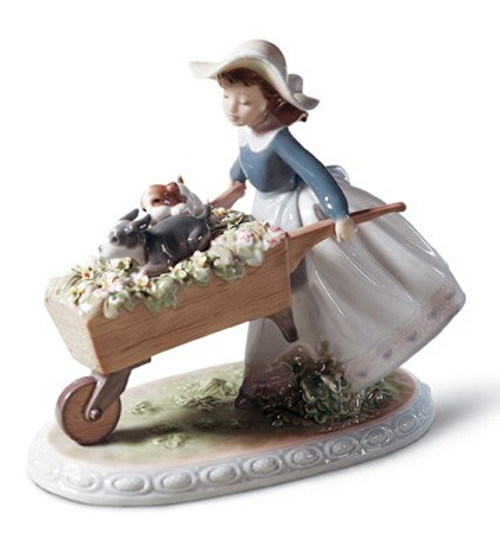 Lladro Girl With A Barrow of Fun Porcelain Figurine