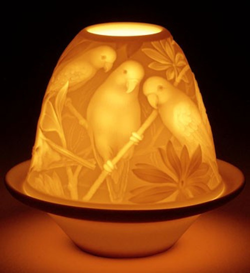 Lladro Lithophane Votive Light - Parrots Design