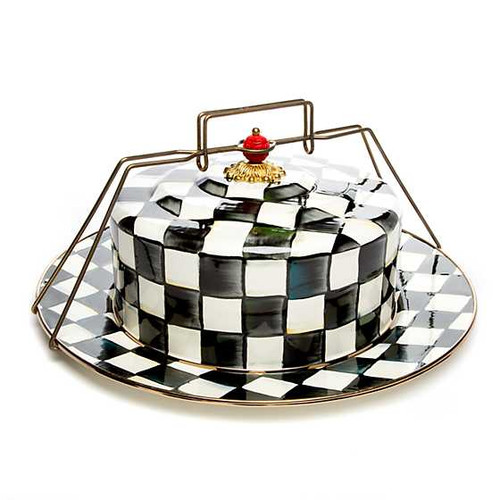 MacKenzie Childs Courtly Check Enamel Cake Carrier
