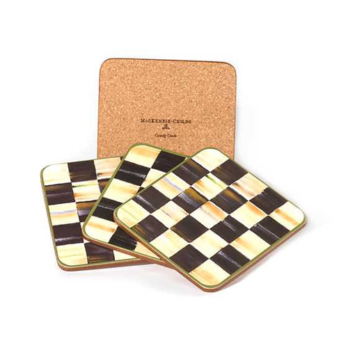 MacKenzie Childs Courtly Check Cork Back Coasters - Set Of 4