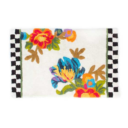 MacKenzie Childs Flower Market Standard Bath Rug -White