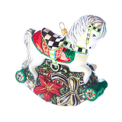 MacKenzie Childs Glass Ornament - Rocking Horse