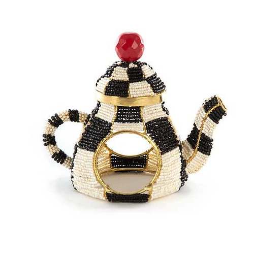 MacKenzie Childs Tea Kettle Napkin Ring - Courtly Check