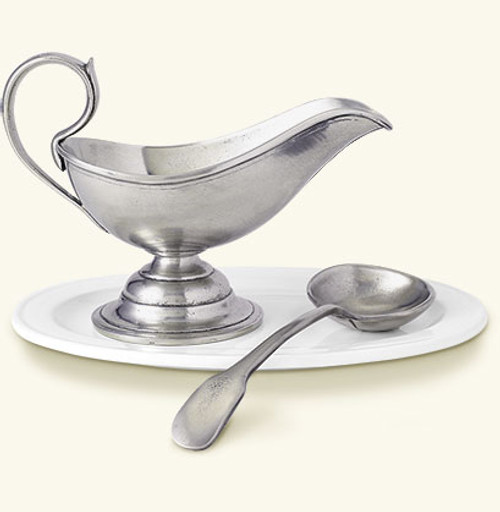 Match Italian Pewter Gravy Boat with Spoon Set