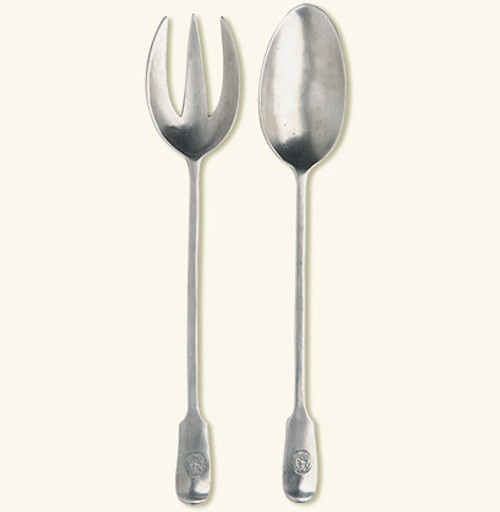 Match Italian Pewter Antique Serving Fork & Spoon