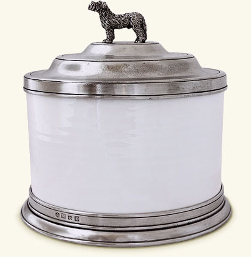 Match Italian Pewter Convivio Cookie Jar With Dog Finial