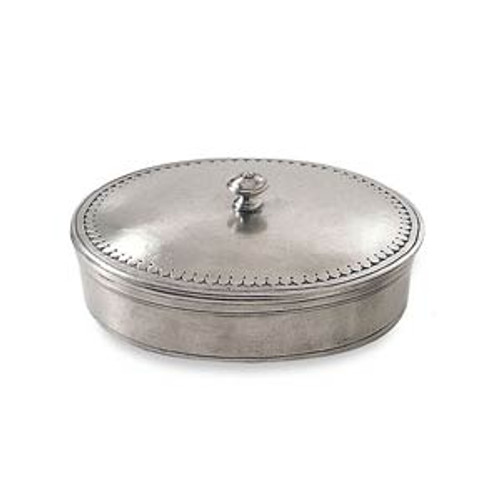 Match Italian Pewter Oval Lidded Box Small