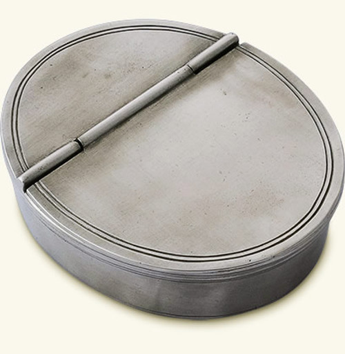 Match Italian Pewter Oval Lidded Cigar Ashtray