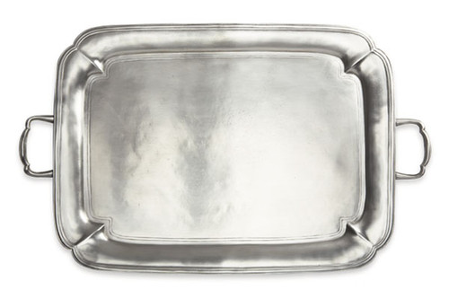 Match Italian Pewter Parma Rectangle Tray with Handles Large