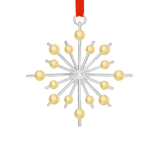 Nambe Holiday - Annual Snowflake Ornament 2021 Silver Plate with Gold Plate Accents