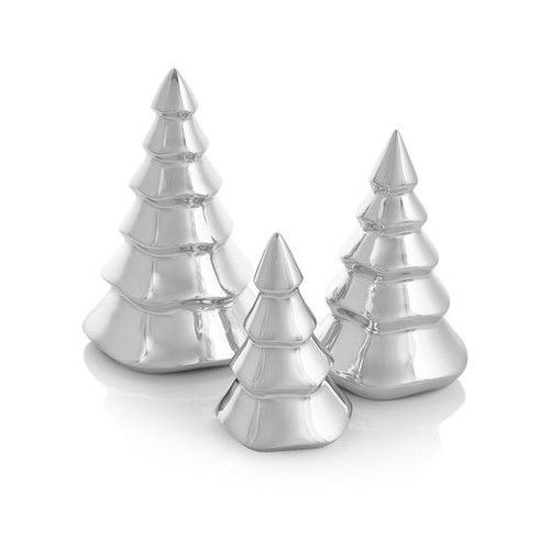 Nambe Holiday - Miniature Christmas Tree Trio (3 Pc. Set)