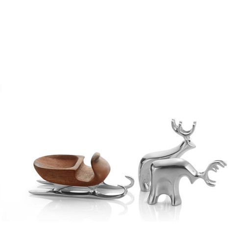 Nambe Holiday - Miniature Sleigh with Reindeer