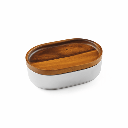 Nambe Oblong Nest Bowl with Wood Lid Nambe Alloy Wood