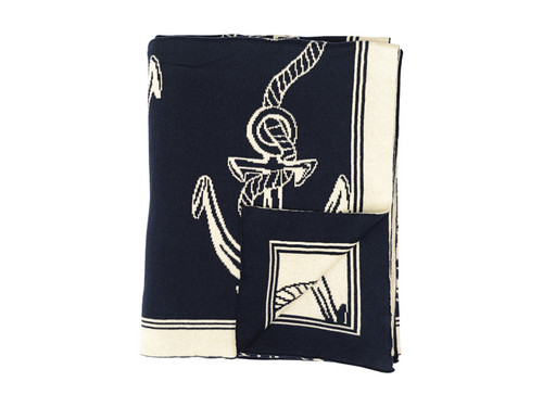 Darzzi Navy Natural Rope Anchor Throw Blanket 50X60