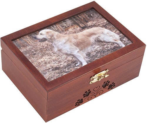Polish Handcarved Wooden Box - Medium Picture Frame Box with Paw
