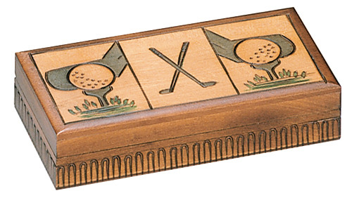 Polish Handcarved Wooden Box - Golf Box with 2-Compartments