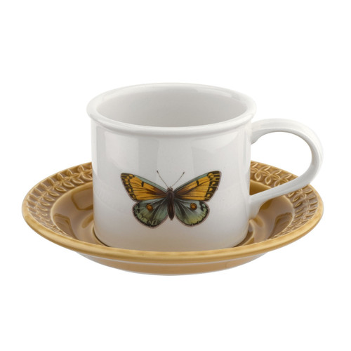 Portmeirion Botanic Garden Harmony Breakfast Cup & Embossed Saucer Amber