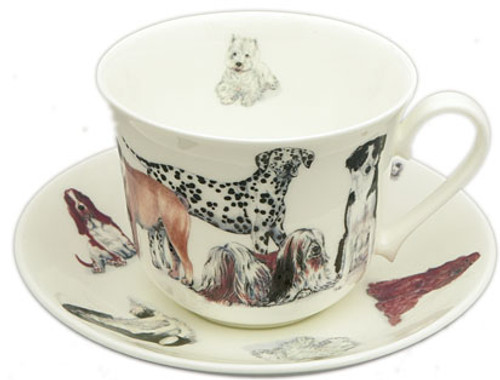 Roy Kirkham Dogs Galore Jumbo Breakfast Cup & Saucer Set