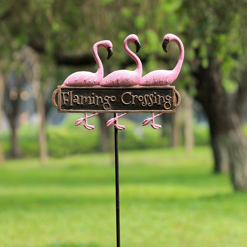 SPI Home Flamingo Trio Welcome Sign Yard Stake