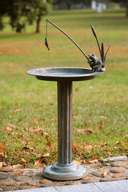 Fishing Frog Sundial Birdbath by SPI Home