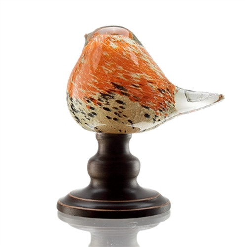 SPI Home Art Glass Orange Bird Paperweight