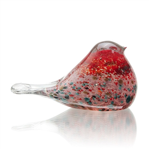 SPI Home Art Glass Red and White Spotted Bird