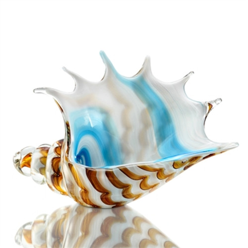 SPI Home Art Glass Striped Conch Shell