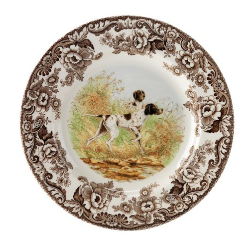 Spode Woodland Hunting Dogs 8 inch Salad Plate - Flat Coated Pointer
