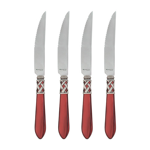Vietri Aladdin Brilliant Red Steak Knives - Set of 4