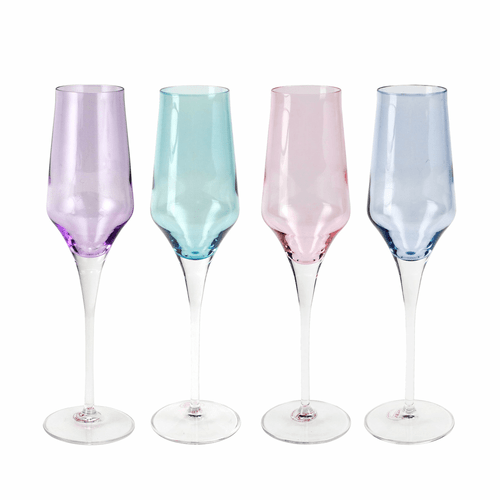 Vietri Rainbow Jewel Tone Assorted Champagne Flutes - Set of 4