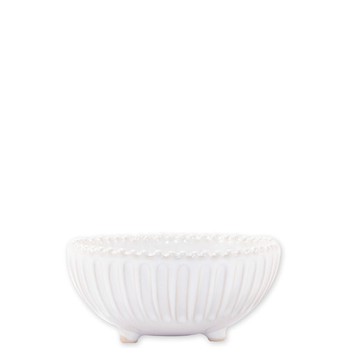 Vietri Incanto Stone White Stripe Footed Bowl