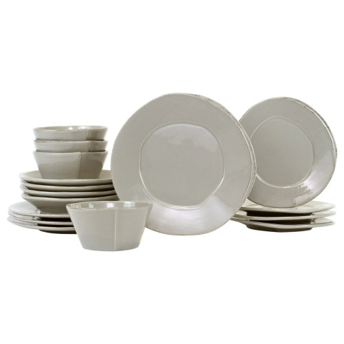 Vietri Lastra Light Gray Sixteen-Piece Place Setting