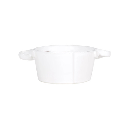 Vietri Lastra White Small Handled Bowl / Individual Baker