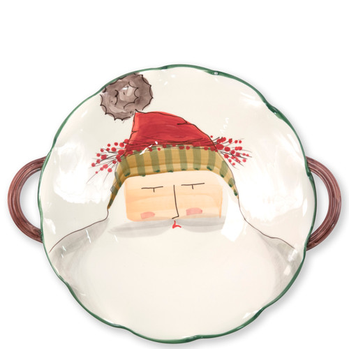 Vietri Old St. Nick Scallop Handled Bowl with Face