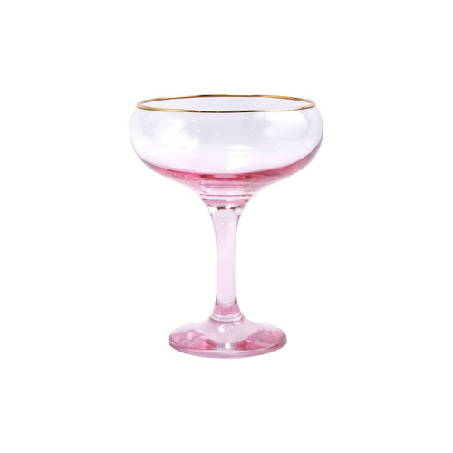 Viva by VIETRI Rainbow Pink Coupe Champagne Glass - Set of 4