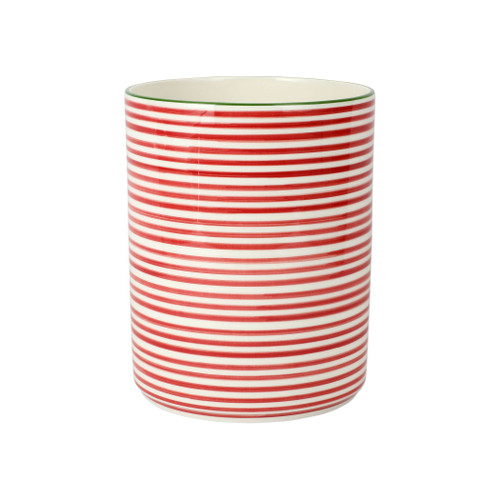 Vietri Mistletoe Stripe Waste Basket