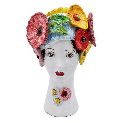 Abigails Head Vase Ceramic with Flowers Decor