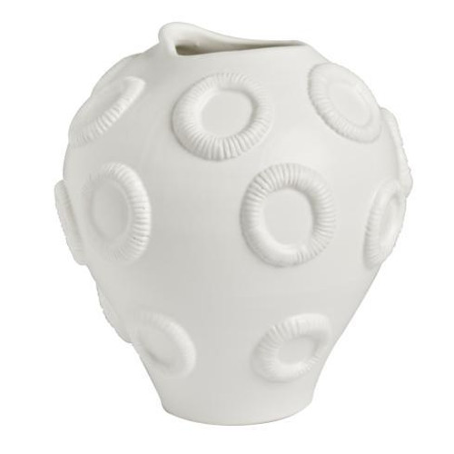 Abigails Rotunda White Vase with Circle Accents