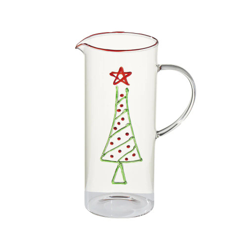 Abigails Christmas Pitcher with Green Stripes