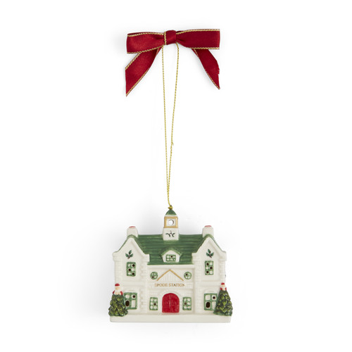 Spode Christmas Tree Train station LED Ornament