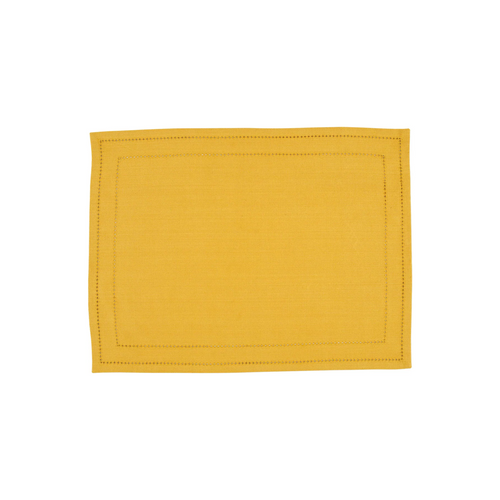 Vietri Cotone Linens Mustard Placemats with Double Stitching - Set of 4