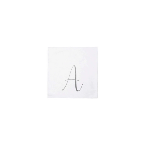 Vietri Papersoft Napkins Silver Monogram Cocktail Napkins (Pack of 20)