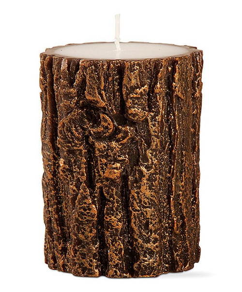 Tag Gilded Tree Bark 3X4 Pillar Candle