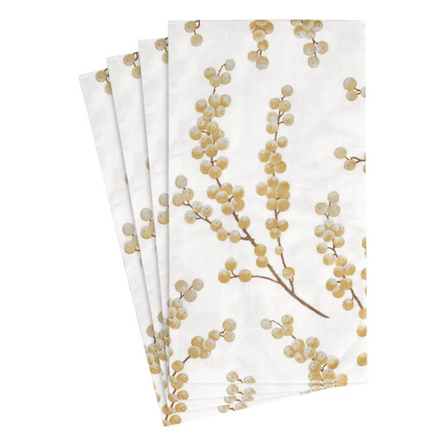 Caspari Berry Branches White/Gold - Guest Towel (15)